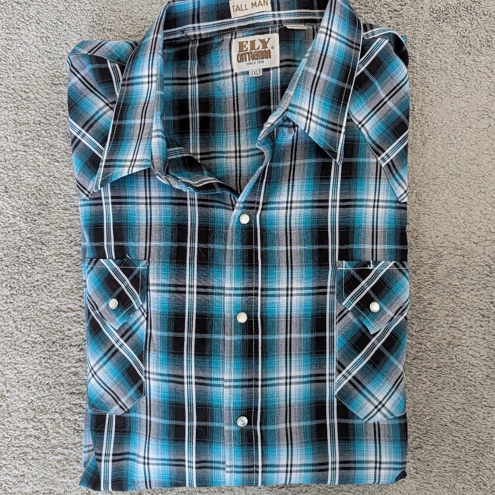 Bundle of 2 Ely Cattleman Tall Man Pearl Snap Western Shirts, 3XL - Picture 5 of 10